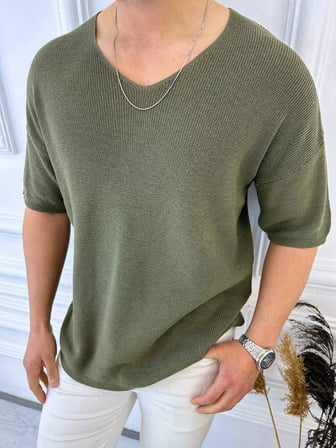 Tişört Örme Triko Tişört Nefes Alabilen Terletmez Oversize Bol Kesim Salaş T-Shirt