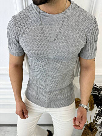 Tişört Örme Triko Tişört Nefes Alabilen Terletmez Slim Fit Dar Kesim T-Shirt