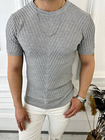 Tişört Örme Triko Tişört Nefes Alabilen Terletmez Slim Fit Dar Kesim T-Shirt