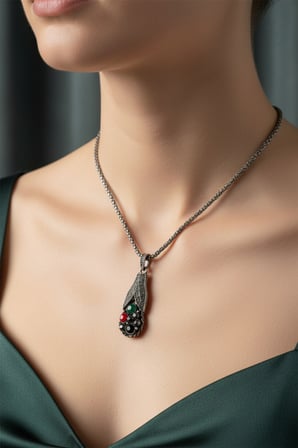 Boncuk Detaylı Otantik Yapraklı Kolye