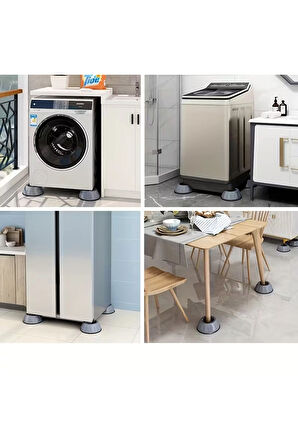 Çamaşır Makinesi Titreşim Önleyici Kaydırmaz Vantuzlu Ayak Stoper 4 Adet Kanepe Yatak Masa Yükseltme