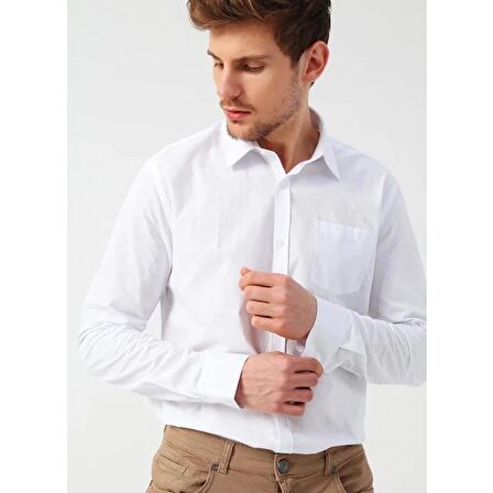 Cotton Bar Slim Fit Beyaz Gömlek