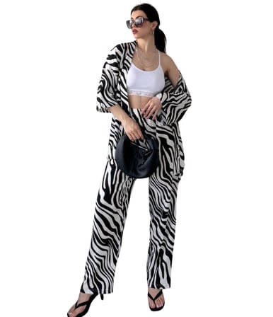 Alt Üst Takım Kimono- Zebra  Desenli