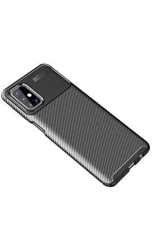 Newface Samsung Galaxy M31S Kılıf Auto Focus Karbon Kapak - Siyah