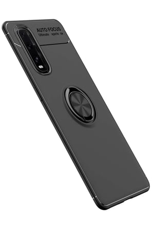 Newface Oppo Find X2 Kılıf Range Yüzüklü Silikon - Siyah