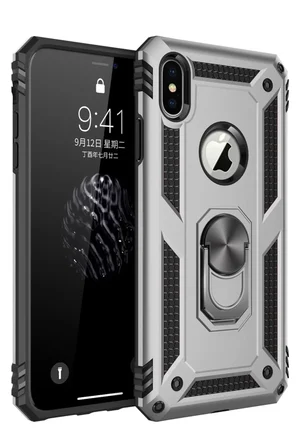 Newface Apple iPhone X Kılıf Sofya Yüzüklü Silikon Kapak - Gümüş