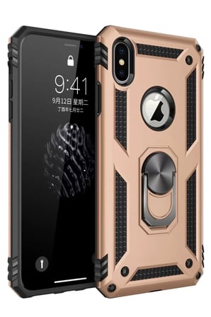 Newface Apple iPhone XS Max Kılıf Sofya Yüzüklü Silikon Kapak - Gold