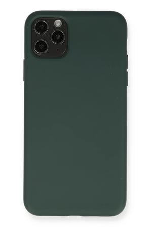 Newface Apple iPhone 11 Pro Max Kılıf Nano içi Kadife Silikon - Koyu Yeşil