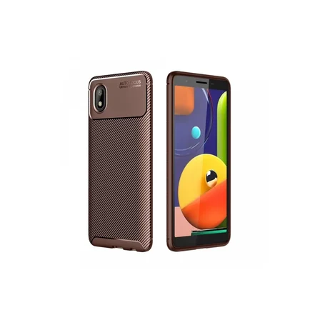 Newface Samsung Galaxy A01 Core Kılıf Auto Focus Karbon Kapak - Kahverengi