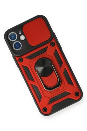 Newface Apple iPhone 11 Kılıf Pars Lens Yüzüklü Silikon - Kırmızı