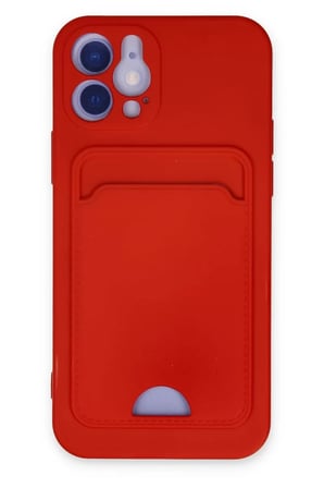 Newface Apple iPhone 12 Kılıf Kelvin Kartvizitli Silikon - Kırmızı