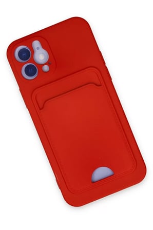 Newface Apple iPhone 12 Kılıf Kelvin Kartvizitli Silikon - Kırmızı