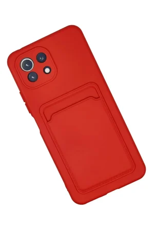 Newface Xiaomi Mi 11 Kılıf Kelvin Kartvizitli Silikon - Kırmızı