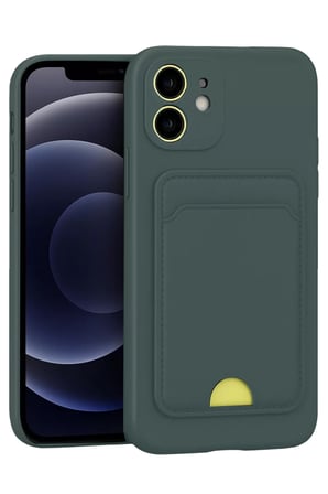 Newface Apple iPhone 11 Kılıf Kelvin Kartvizitli Silikon - Koyu Yeşil
