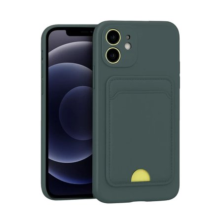 Newface Apple iPhone 11 Kılıf Kelvin Kartvizitli Silikon - Koyu Yeşil