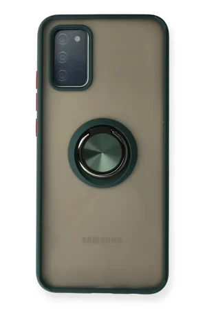 Newface Samsung Galaxy A02S Kılıf Montreal Yüzüklü Silikon Kapak - Yeşil