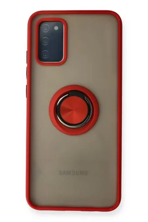 Newface Samsung Galaxy A02S Kılıf Montreal Yüzüklü Silikon Kapak - Kırmızı