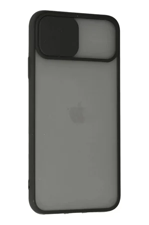 Newface Apple iPhone 11 Pro Max Kılıf Palm Buzlu Kamera Sürgülü Silikon - Siyah