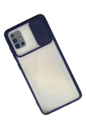 Newface Samsung Galaxy A71 Kılıf Palm Buzlu Kamera Sürgülü Silikon - Lacivert