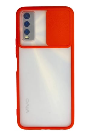 Newface Vivo Y11S Kılıf Palm Buzlu Kamera Sürgülü Silikon - Kırmızı