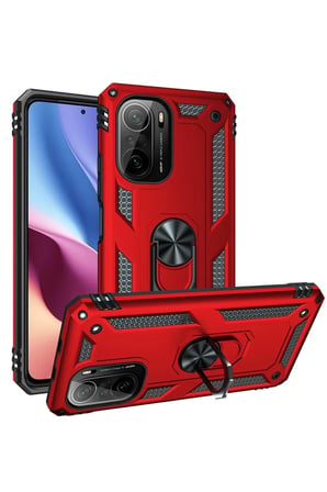 Newface Xiaomi Poco F3 Kılıf Sofya Yüzüklü Silikon Kapak - Kırmızı
