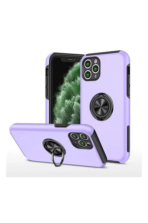 Newface Apple iPhone 11 Pro Max Kılıf Elit Yüzüklü Kapak - Mor