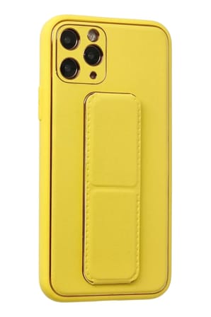 Newface Apple iPhone 11 Pro Kılıf Coco Deri Standlı Kapak - Sarı