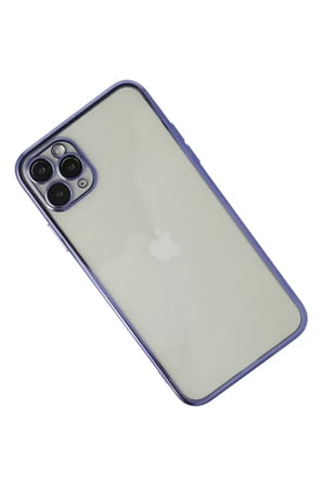 Newface Apple iPhone 11 Pro Max Kılıf Razer Lensli Silikon - Mor