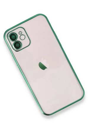 Newface Apple iPhone 12 Kılıf Razer Lensli Silikon - Yeşil