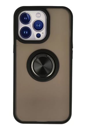 Newface Apple iPhone 13 Pro Kılıf Montreal Yüzüklü Silikon Kapak - Siyah
