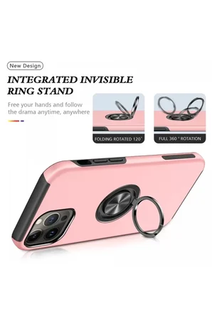 Newface Apple iPhone 13 Pro Kılıf Elit Yüzüklü Kapak - Pembe