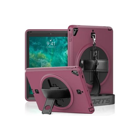 Newface Apple iPad 5 Air 9.7 Kılıf Strap-C Otterbox Tablet Kapak - Mürdüm
