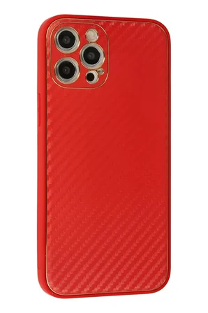 Newface Apple iPhone 12 Pro Max Kılıf Coco Karbon Silikon - Kırmızı