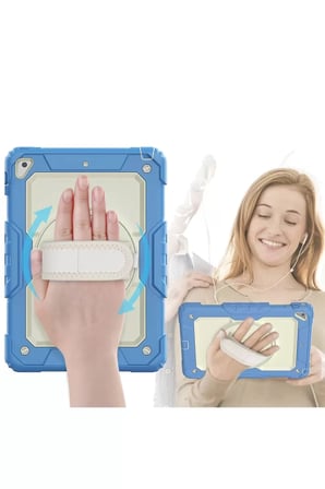 Newface Apple iPad 5 Air 9.7 Kılıf Strap New Tablet Kapak - Mavi