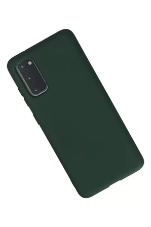 Newface Samsung Galaxy S20 Kılıf Nano içi Kadife Silikon - Koyu Yeşil