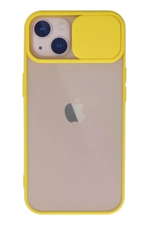 Newface Apple iPhone 13 Kılıf Palm Buzlu Kamera Sürgülü Silikon - Sarı