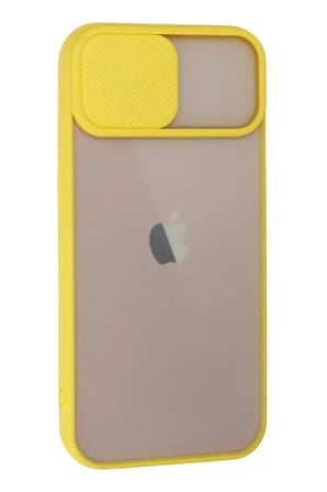 Newface Apple iPhone 13 Kılıf Palm Buzlu Kamera Sürgülü Silikon - Sarı
