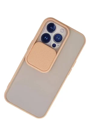 Newface Apple iPhone 13 Pro Kılıf Palm Buzlu Kamera Sürgülü Silikon - Pembe
