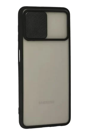 Newface Samsung Galaxy A22 Kılıf Palm Buzlu Kamera Sürgülü Silikon - Siyah