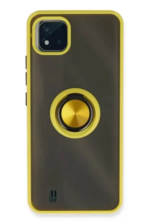 Newface Realme C11 2021 Kılıf Montreal Yüzüklü Silikon Kapak - Sarı