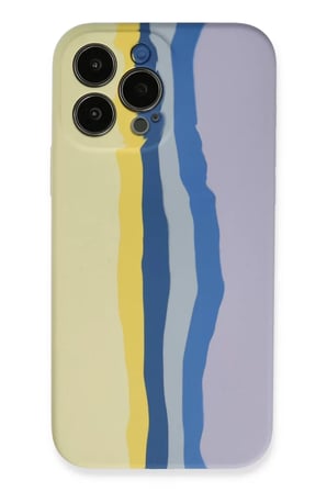 Newface Apple iPhone 13 Pro Kılıf Ebruli Lansman Silikon - Sarı-Lila