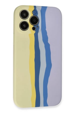 Newface Apple iPhone 13 Pro Kılıf Ebruli Lansman Silikon - Sarı-Lila