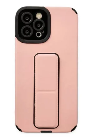 Newface Apple iPhone 12 Pro Max Kılıf Mega Standlı Silikon - Pudra