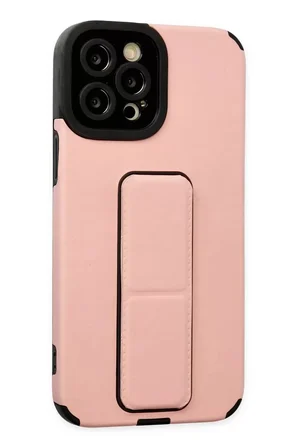 Newface Apple iPhone 12 Pro Max Kılıf Mega Standlı Silikon - Pudra
