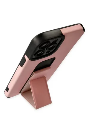 Newface Apple iPhone 12 Pro Max Kılıf Mega Standlı Silikon - Pudra