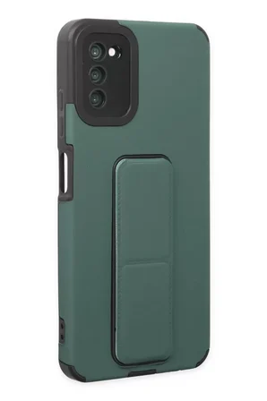 Newface Samsung Galaxy A03S Kılıf Mega Standlı Silikon - Yeşil