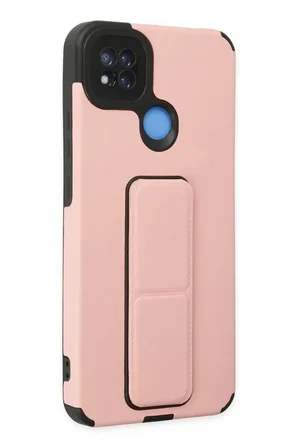 Newface Xiaomi Redmi 9C Kılıf Mega Standlı Silikon - Pudra
