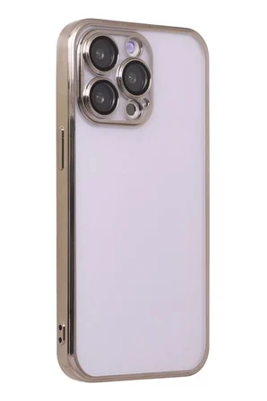 Newface Apple iPhone 14 Pro Max Kılıf Razer Lensli Silikon - Gold