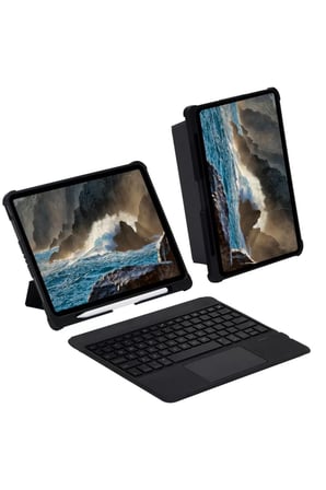Newface Apple T5209D iPad Pro 12.9 (2021) Kılıf İnter Ledli Klavyeli Tablet Kılıfı - Siyah