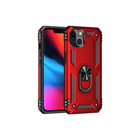 Newface Apple iPhone 14 Plus Kılıf Sofya Yüzüklü Silikon Kapak - Kırmızı